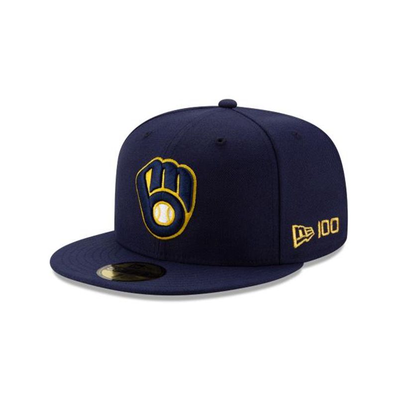 MLB Milwaukee Brewers Team Color 59Fifty Fitted (VIX2468) - Black New Era Caps